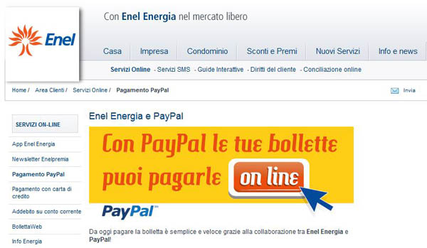 ENEL ENERGIA, PAGAMENTO DELLE BOLLETTE ONLINE CON PAYPAL ENEL ENERGIA, PAGAMENTO DELLE BOLLETTE ONLINE CON PAYPAL
