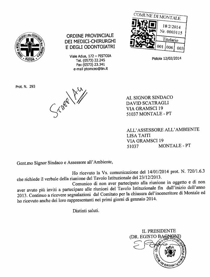 MA SULL’INCENERITORE DI MONTALE L’ORDINE DEI MEDICI È STATO ESAUTORATO? MA SULL’INCENERITORE DI MONTALE L’ORDINE DEI MEDICI È STATO ESAUTORATO?