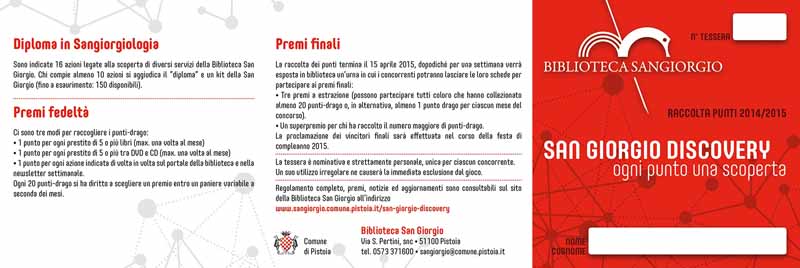 SAN GIORGIO DISCOVERY, LA RACCOLTA PUNTI DELLA BIBLIOTECA