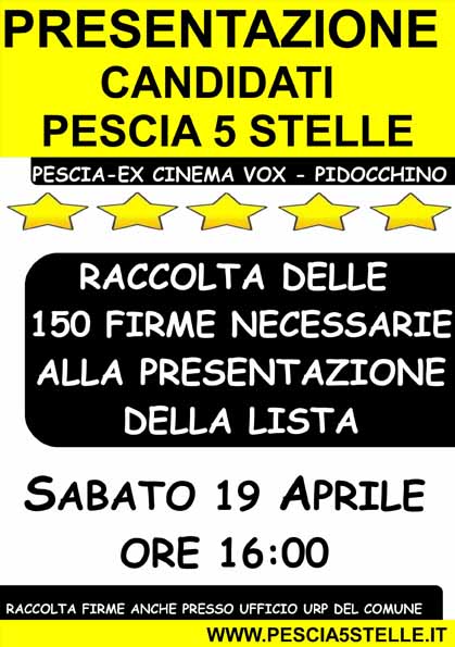 I 5 STELLE DI PESCIA IN MOVIMENTO I 5 STELLE DI PESCIA IN MOVIMENTO