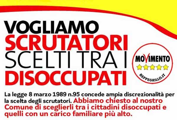 REGIONALI. M5S MONTEMURLO: «NUOVI CRITERI PER LA NOMINA DEGLI SCRUTATORI» REGIONALI. M5S MONTEMURLO: «NUOVI CRITERI PER LA NOMINA DEGLI SCRUTATORI»
