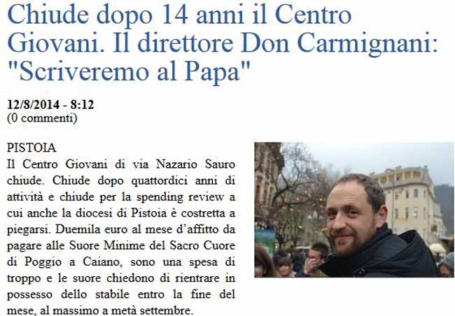 STUPORE E RISENTIMENTO PER LA PROSSIMA CHIUSURA DEL CENTRO GIOVANI DI PISTOIA STUPORE E RISENTIMENTO PER LA PROSSIMA CHIUSURA DEL CENTRO GIOVANI DI PISTOIA