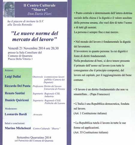 QUARRATA. MERCATO DEL LAVORO E NUOVE NORME QUARRATA. MERCATO DEL LAVORO E NUOVE NORME