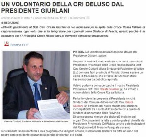 Giurlani e la Cri Pistoia fra opinioni e malintesi