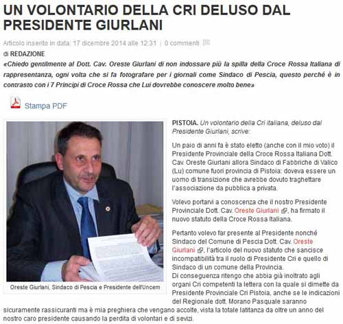 CRI E RETTIFICHE: SOLO GIURLANI HA DIRITTO DI CHIEDERE CRI E RETTIFICHE: SOLO GIURLANI HA DIRITTO DI CHIEDERE