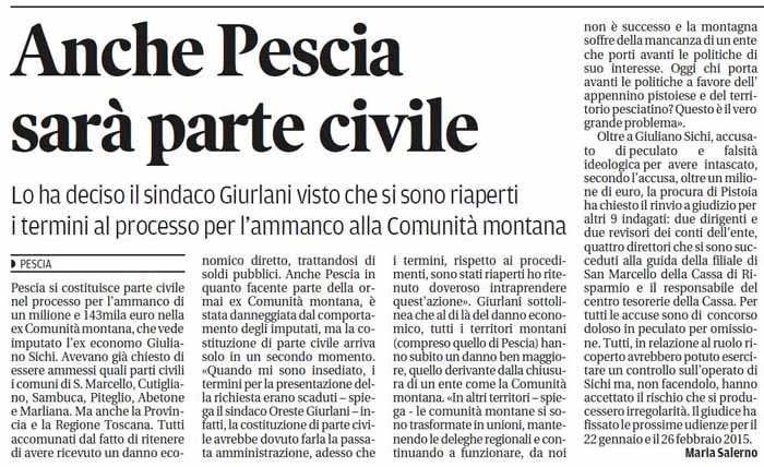AMMANCO IN COMUNITÀ MONTANA: «TERMINI RIAPERTI PER PESCIA? IMPOSSIBILE» AMMANCO IN COMUNITÀ MONTANA: «TERMINI RIAPERTI PER PESCIA? IMPOSSIBILE»