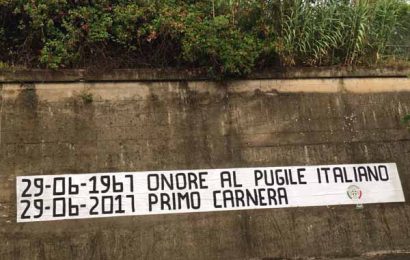 BOXE, L’OMAGGIO DI CASAPOUND AL “PUGILE ITALIANO” PRIMO CARNERA: STRISCIONI IN CENTO CITTÀ