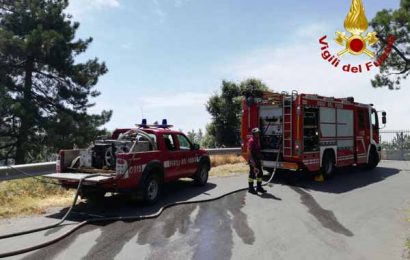 vigili del fuoco. OLIVETA IN FIAMME A FOGNANO vigili del fuoco. OLIVETA IN FIAMME A FOGNANO