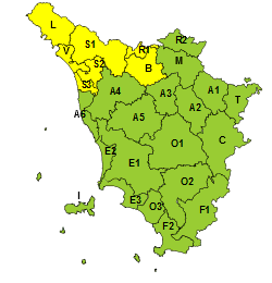 PIOGGE SUL NORDOVEST DELLA TOSCANA, CODICE GIALLO IL 17 GENNAIO PIOGGE SUL NORDOVEST DELLA TOSCANA, CODICE GIALLO IL 17 GENNAIO