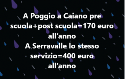 I GENITORI DI POGGIO A CAIANO PROTESTANO PER L’AUMENTO DELLE TARIFFE SCOLASTICHE. I CITTADINI DI SERRAVALLE SONO FELICI DI PAGARE FINO A PIÙ DEL DOPPIO DELLE SOMME PAGATE ALTROVE?