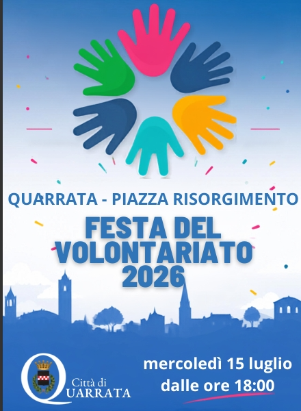 quarrata. SERATA DEL VOLONTARIATO 2026, MERCOLEDÌ 15 LUGLIO FESTA IN PIAZZA RISORGIMENTO quarrata. SERATA DEL VOLONTARIATO 2026, MERCOLEDÌ 15 LUGLIO FESTA IN PIAZZA RISORGIMENTO