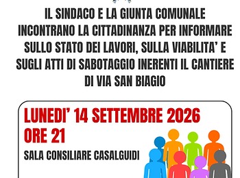 casalguidi. ASSEMBLEA PUBBLICA URGENTE SUL CANTIERE DI VIA SAN BIAGIO: FOCUS SU LAVORI, VIABILITÀ E PRESUNTI SABOTAGGI casalguidi. ASSEMBLEA PUBBLICA URGENTE SUL CANTIERE DI VIA SAN BIAGIO: FOCUS SU LAVORI, VIABILITÀ E PRESUNTI SABOTAGGI