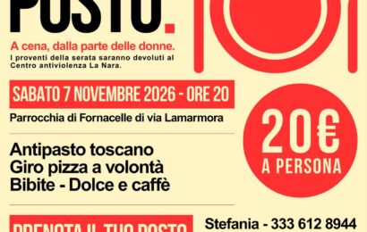 “PRENDI POSTO”: A CENA, DALLA PARTE DELLE DONNE. UNA SERATA DI CONVIVIALITÀ E SOLIDARIETÀ A SOSTEGNO DEL CENTRO ANTIVIOLENZA LA NARA “PRENDI POSTO”: A CENA, DALLA PARTE DELLE DONNE. UNA SERATA DI CONVIVIALITÀ E SOLIDARIETÀ A SOSTEGNO DEL CENTRO ANTIVIOLENZA LA NARA